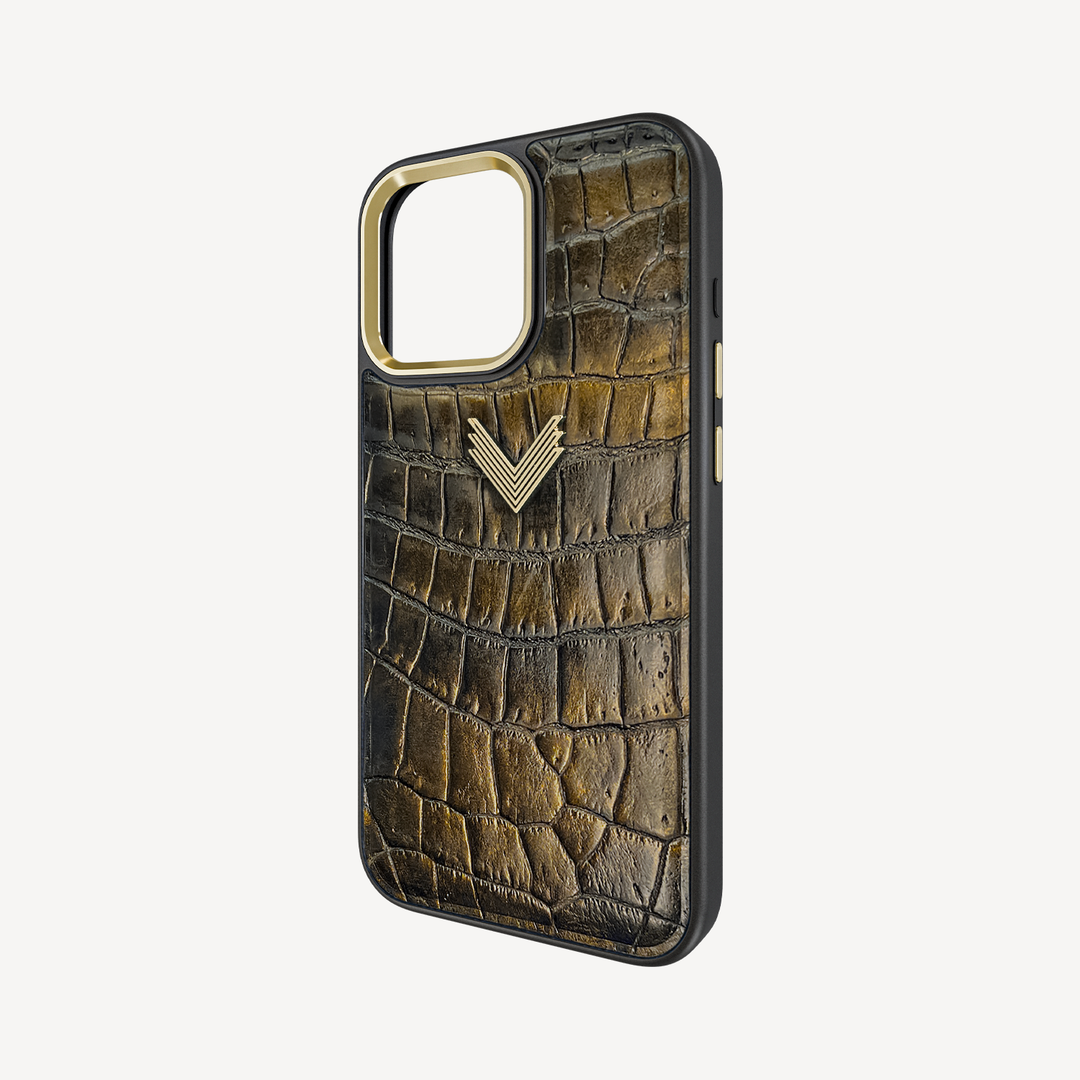Husa Telefon iPhone 16 Pro, Piele Crocodil, VLogo Antique
