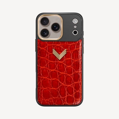 Husa Telefon iPhone 17 Pro Max, Piele Crocodil, VLogo Antique
