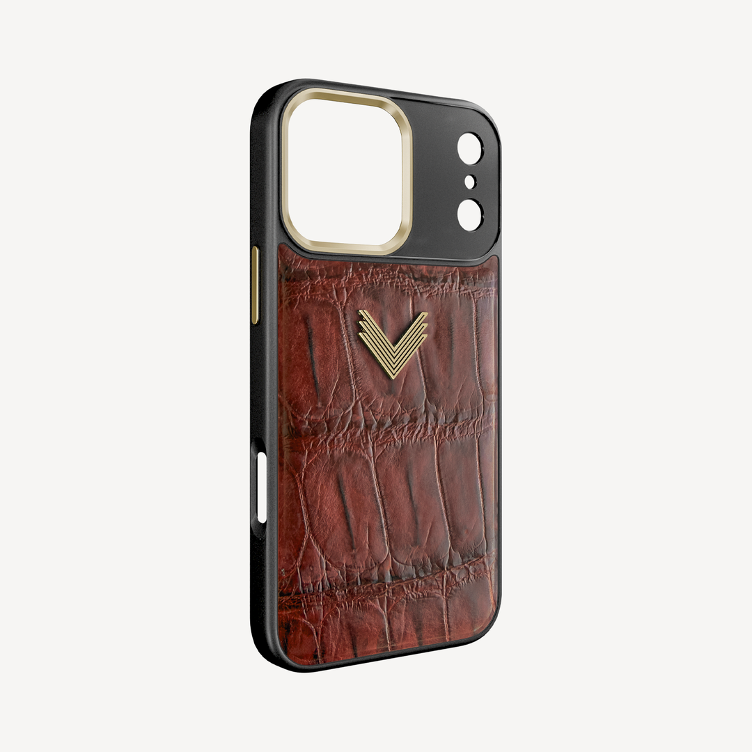 Husa Telefon iPhone 17 Pro Max, Piele Crocodil, VLogo Antique