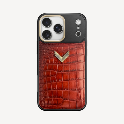 Husa Telefon iPhone 17 Pro Max, Piele Crocodil, VLogo Antique
