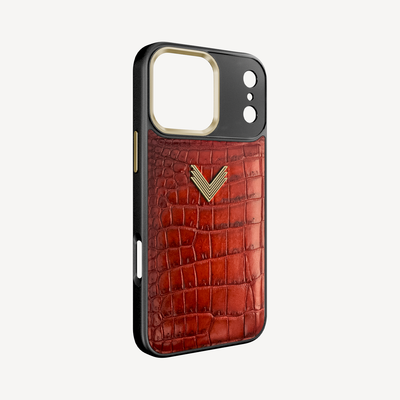 Husa Telefon iPhone 17 Pro Max, Piele Crocodil, VLogo Antique