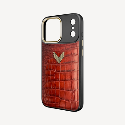 Husa Telefon iPhone 17 Pro Max, Piele Crocodil, VLogo Antique