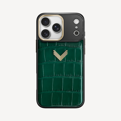 Husa Telefon iPhone 17 Pro Max, Piele Crocodil, VLogo Antique