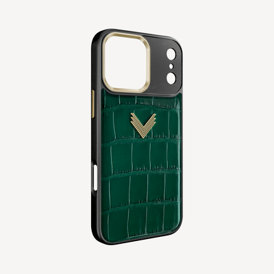 Husa Telefon iPhone 17 Pro Max, Piele Crocodil, VLogo Antique