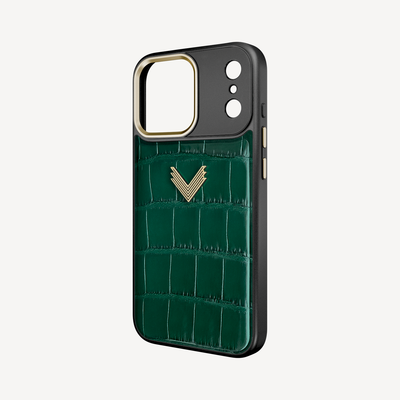 Husa Telefon iPhone 17 Pro Max, Piele Crocodil, VLogo Antique