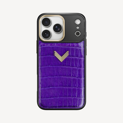 Husa Telefon iPhone 17 Pro Max, Piele Crocodil, VLogo Antique