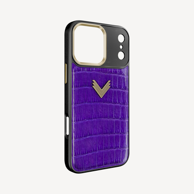Husa Telefon iPhone 17 Pro Max, Piele Crocodil, VLogo Antique