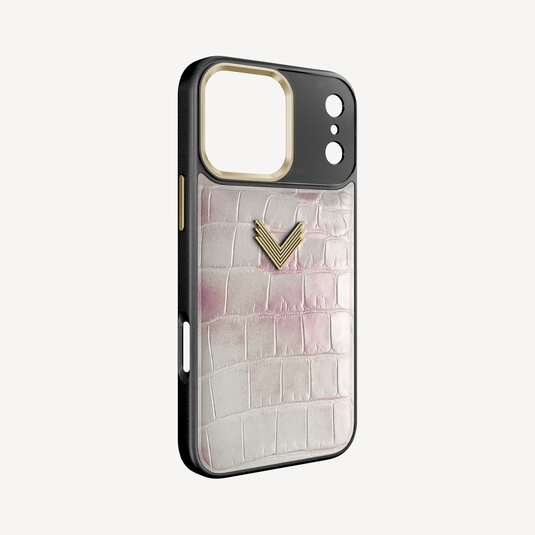 Husa Telefon iPhone 17 Pro Max, Piele Crocodil, VLogo Antique