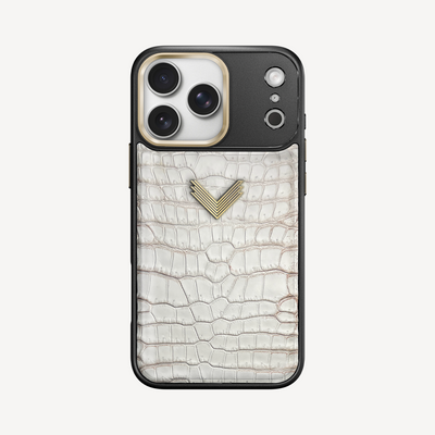 Husa Telefon iPhone 17 Pro Max, Piele Crocodil, VLogo Antique