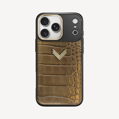 Husa Telefon iPhone 17 Pro Max, Piele Crocodil, VLogo Antique