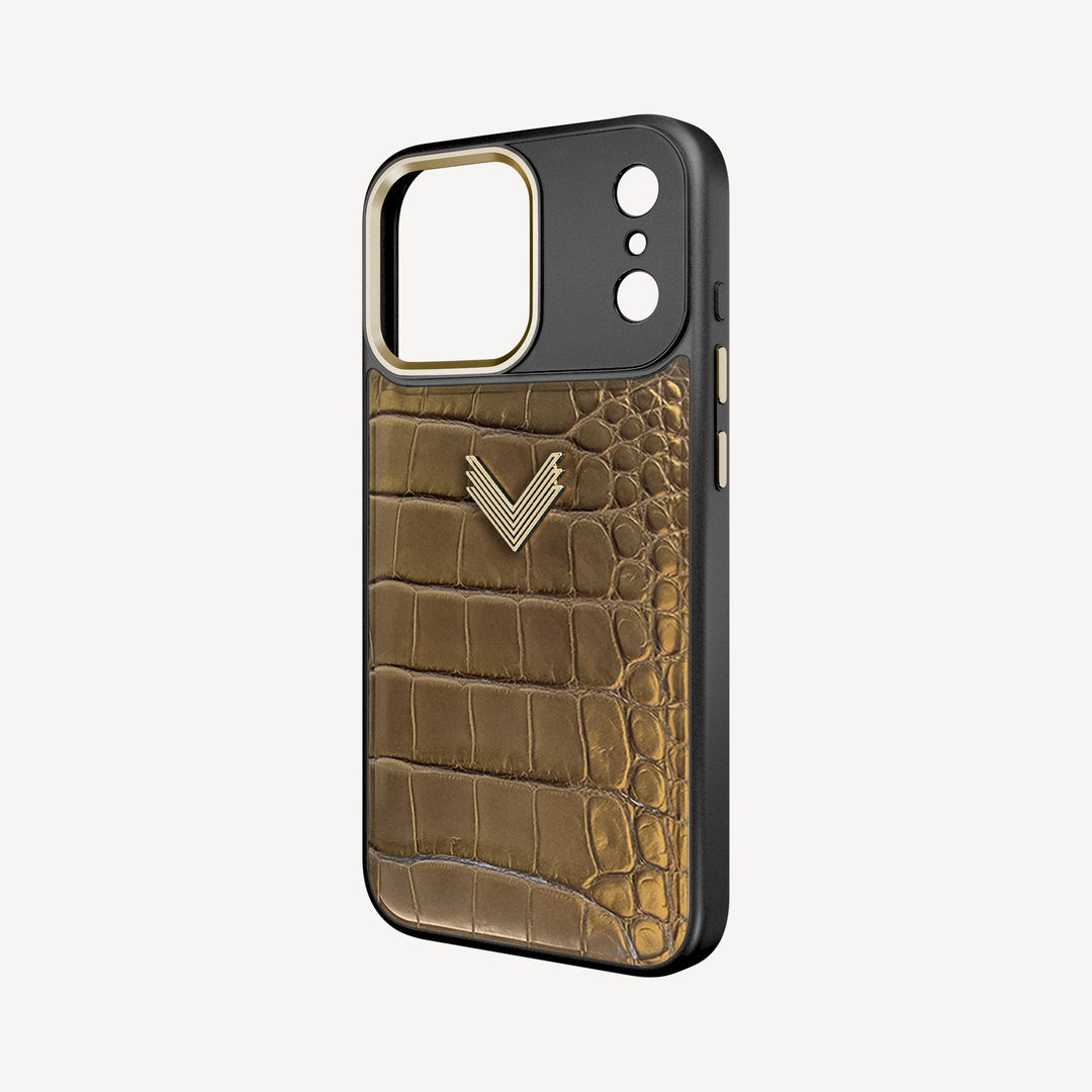 Husa Telefon iPhone 17 Pro Max, Piele Crocodil, VLogo Antique