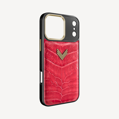 Husa Telefon iPhone 17 Pro Max, Piele Crocodil, VLogo Antique