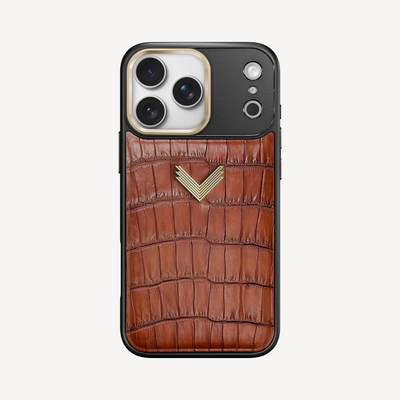 Husa Telefon iPhone 17 Pro Max, Piele Crocodil, VLogo Antique