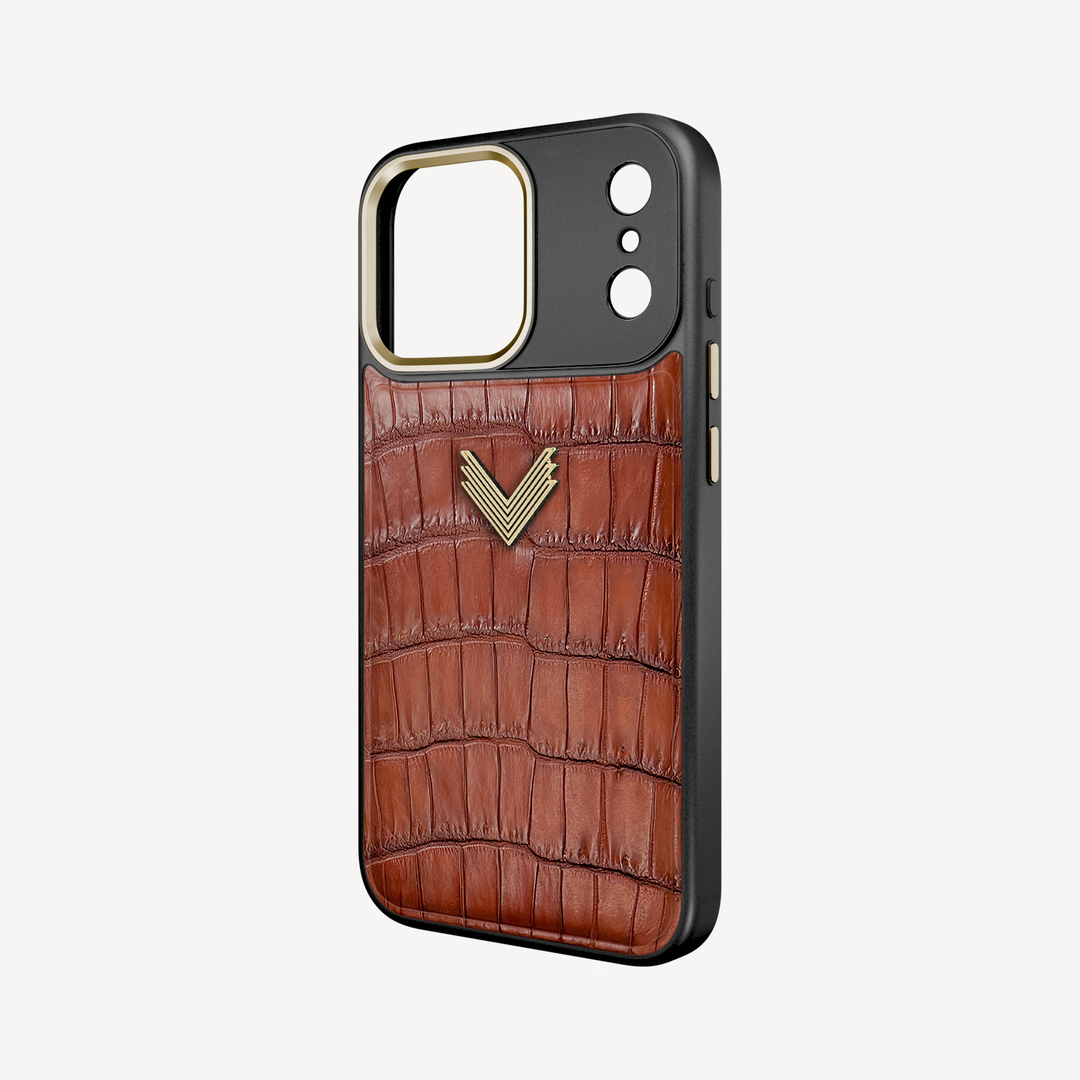 Husa Telefon iPhone 17 Pro Max, Piele Crocodil, VLogo Antique