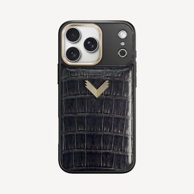 Husa Telefon iPhone 17 Pro Max, Piele Crocodil, VLogo Antique
