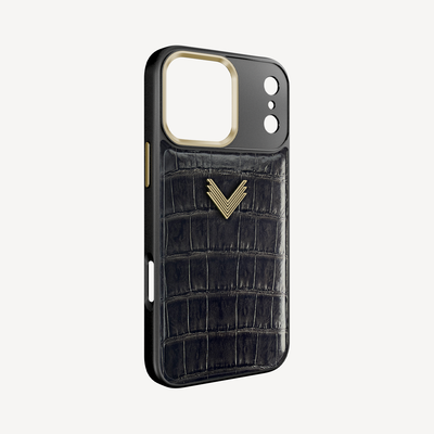 Husa Telefon iPhone 17 Pro Max, Piele Crocodil, VLogo Antique