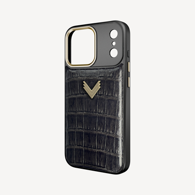 Husa Telefon iPhone 17 Pro Max, Piele Crocodil, VLogo Antique