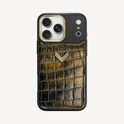Husa Telefon iPhone 17 Pro Max, Piele Crocodil, VLogo Antique