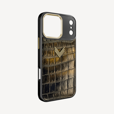 Husa Telefon iPhone 17 Pro Max, Piele Crocodil, VLogo Antique