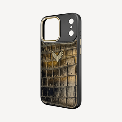 Husa Telefon iPhone 17 Pro Max, Piele Crocodil, VLogo Antique