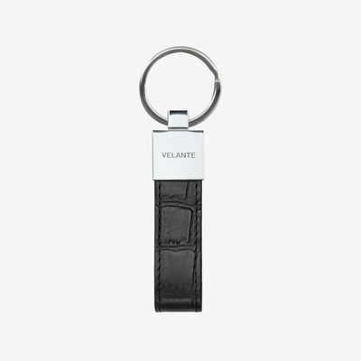 Breloc, Piele Vitel, Textura Crocodil, Silver