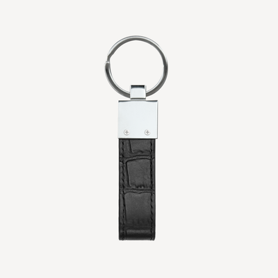 Breloc, Piele Vitel, Textura Crocodil, Silver