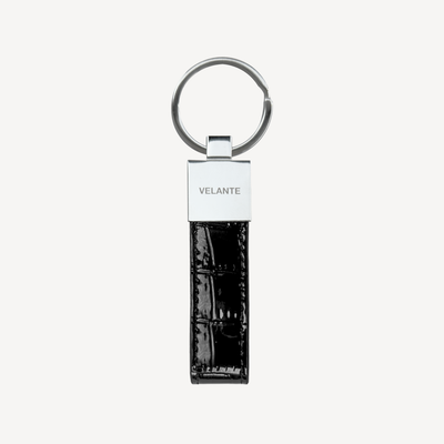Breloc, Piele Vitel, Textura Crocodil, Silver