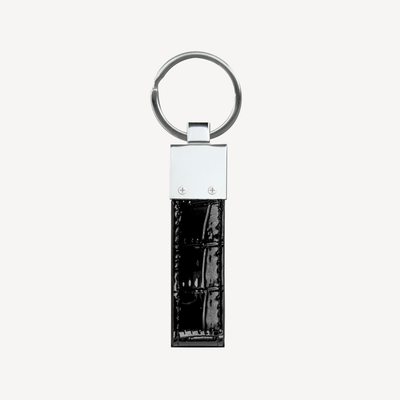 Breloc, Piele Vitel, Textura Crocodil, Silver