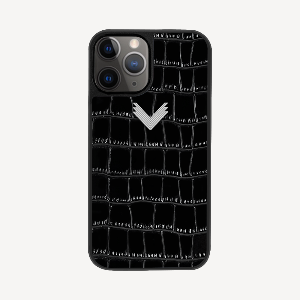 Husa Telefon iPhone 11 Pro Max, Piele Vitel, Textura Crocodil