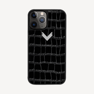 Husa Telefon iPhone 11 Pro, Piele Vitel, Textura Crocodil