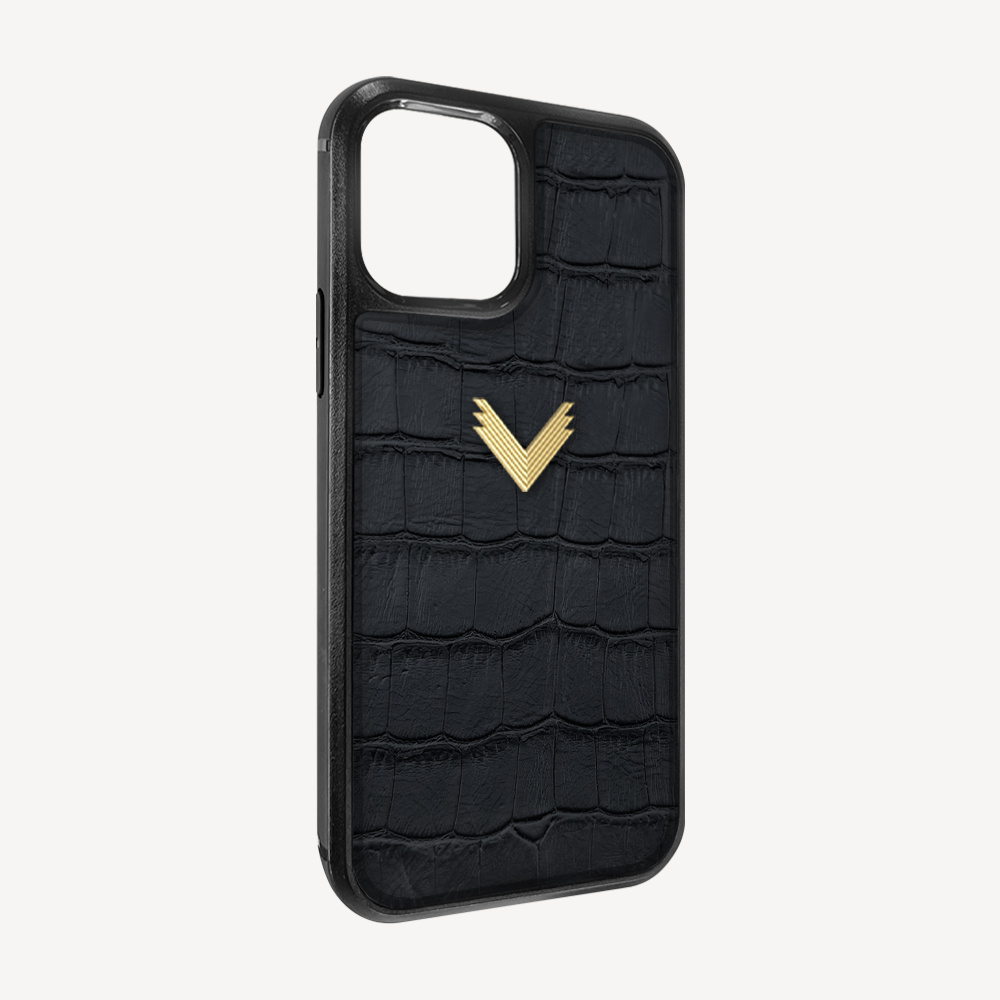 Husa Telefon iPhone 12/12 Pro, Piele Vitel, Textura Crocodil