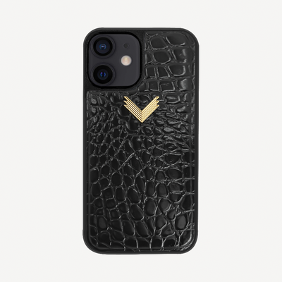 Husa Telefon iPhone 12 Mini, Piele Vitel, Textura Crocodil