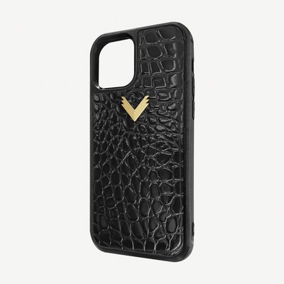Husa Telefon iPhone 12 Mini, Piele Vitel, Textura Crocodil