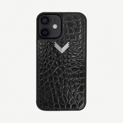 Husa Telefon iPhone 12 Mini, Piele Vitel, Textura Crocodil