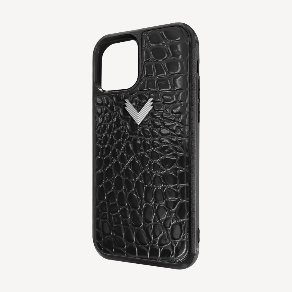 Husa Telefon iPhone 12 Mini, Piele Vitel, Textura Crocodil
