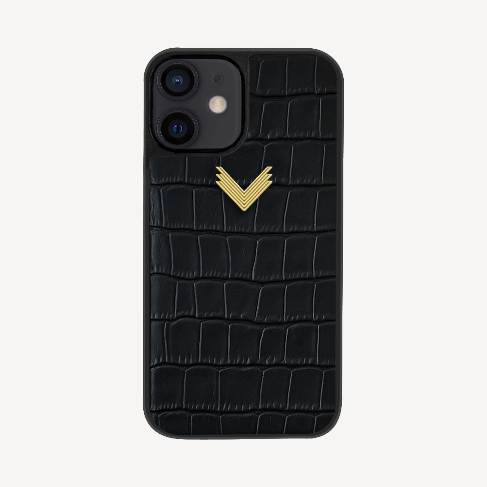 Husa Telefon iPhone 13 Mini, Piele Vitel, Textura Crocodil