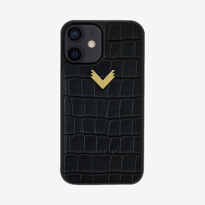 Husa Telefon iPhone 13 Mini, Piele Vitel, Textura Crocodil