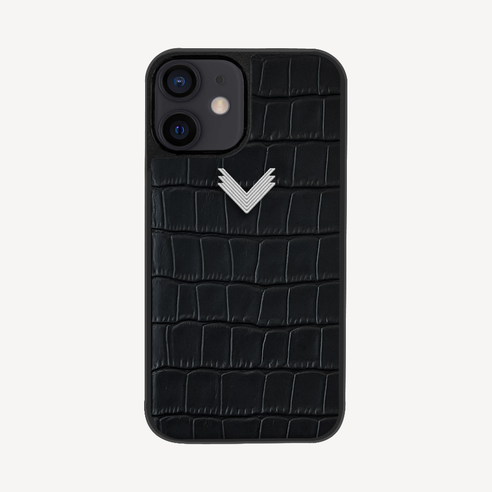 Husa Telefon iPhone 12 Mini, Piele Vitel, Textura Crocodil