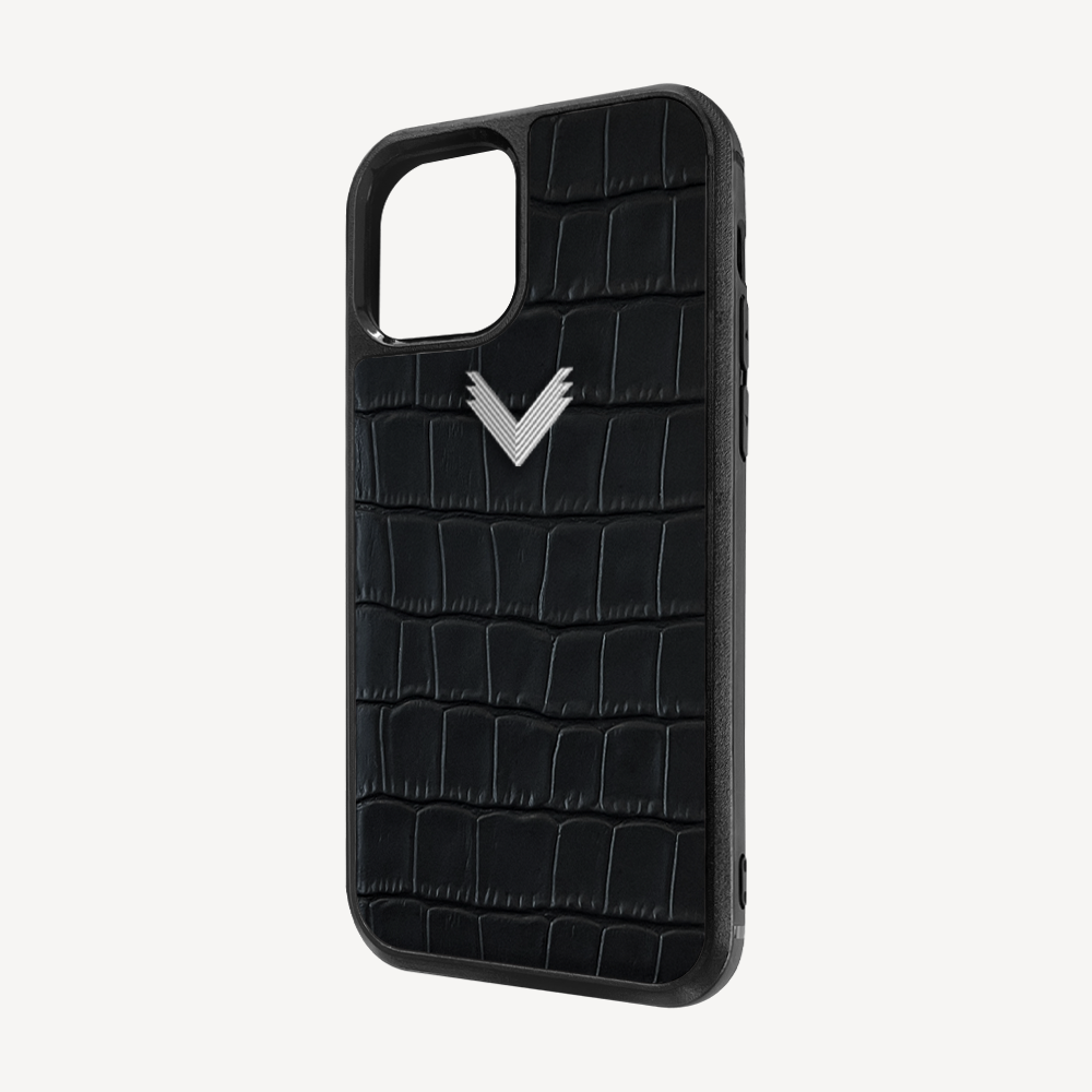 Husa Telefon iPhone 12 Mini, Piele Vitel, Textura Crocodil