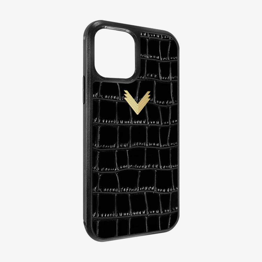 Husa Telefon iPhone 12 Pro Max, Piele Vitel, Textura Crocodil