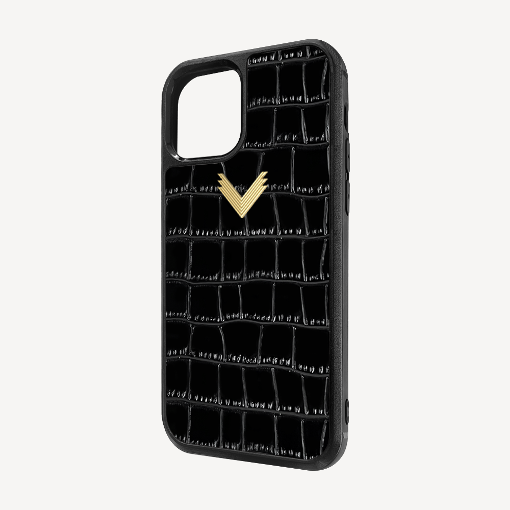 Husa Telefon iPhone 12 Mini, Piele Vitel, Textura Crocodil