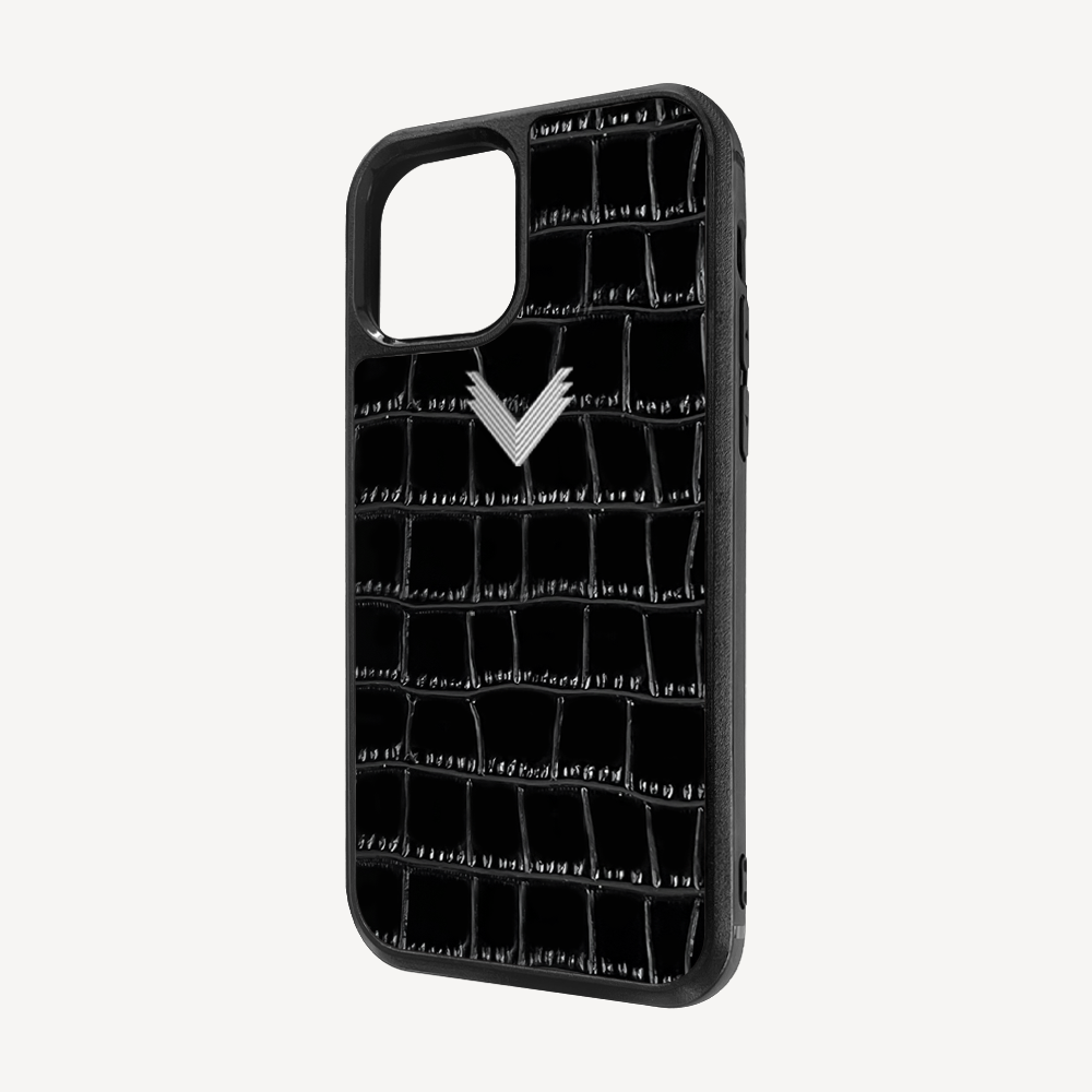 Husa Telefon iPhone 12 Mini, Piele Vitel, Textura Crocodil