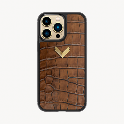 Husa Telefon iPhone 13 Pro Max, Piele Vitel, Textura Crocodil