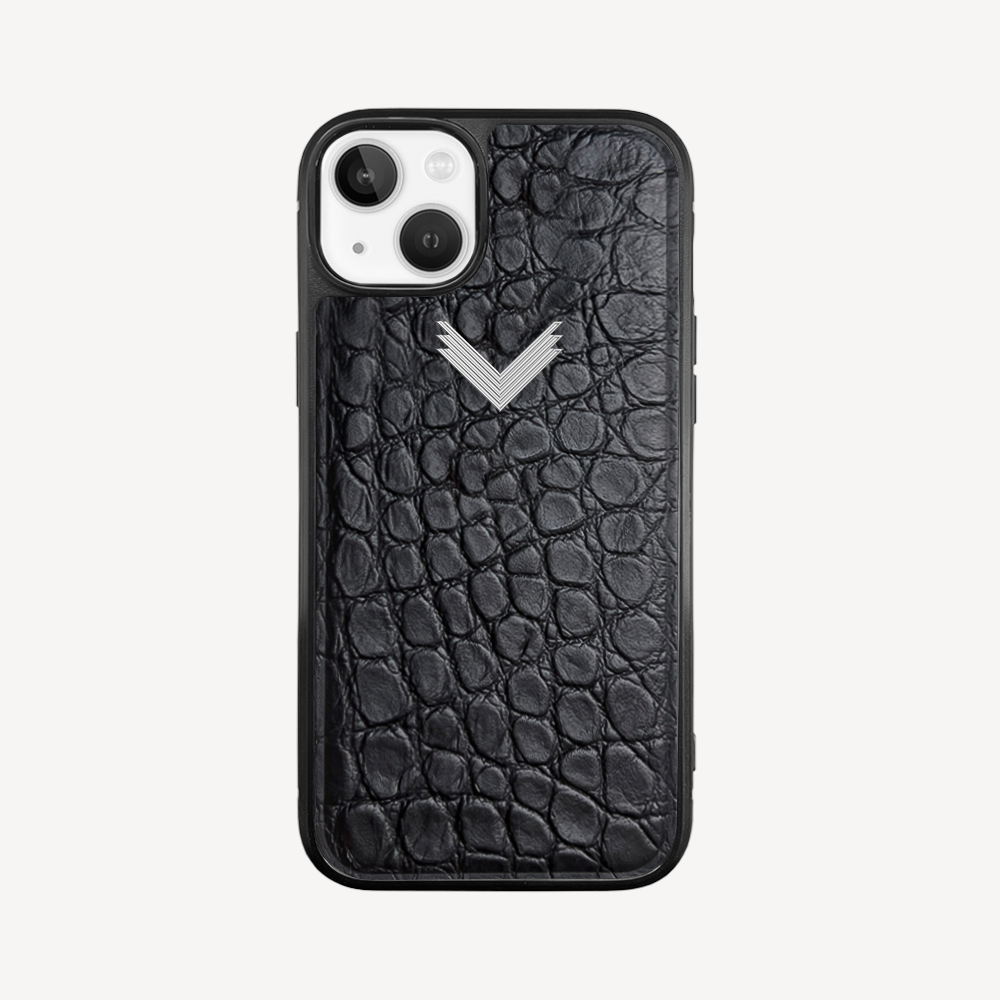 Husa Telefon iPhone 14, Piele Vitel, Textura Crocodil