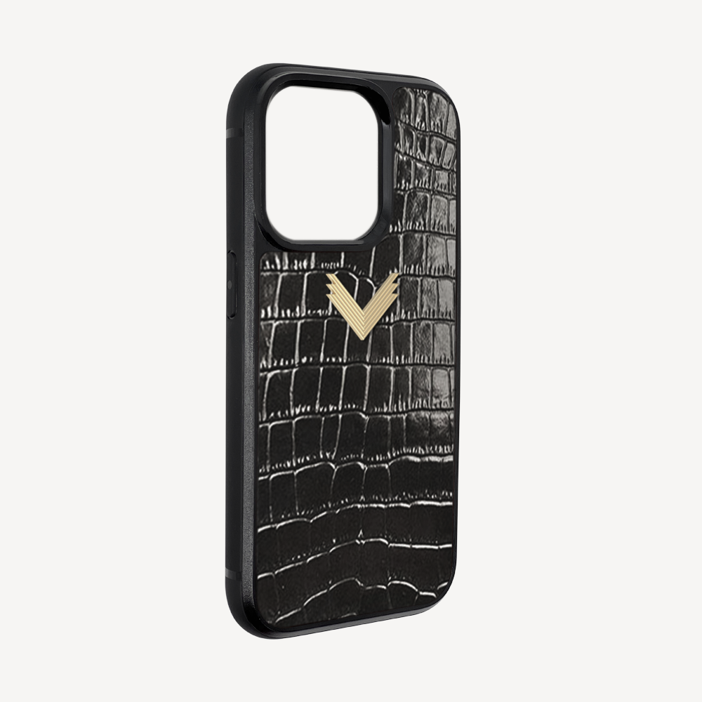 Husa Telefon iPhone 14 Pro Max, Piele Vitel, Textura Crocodil