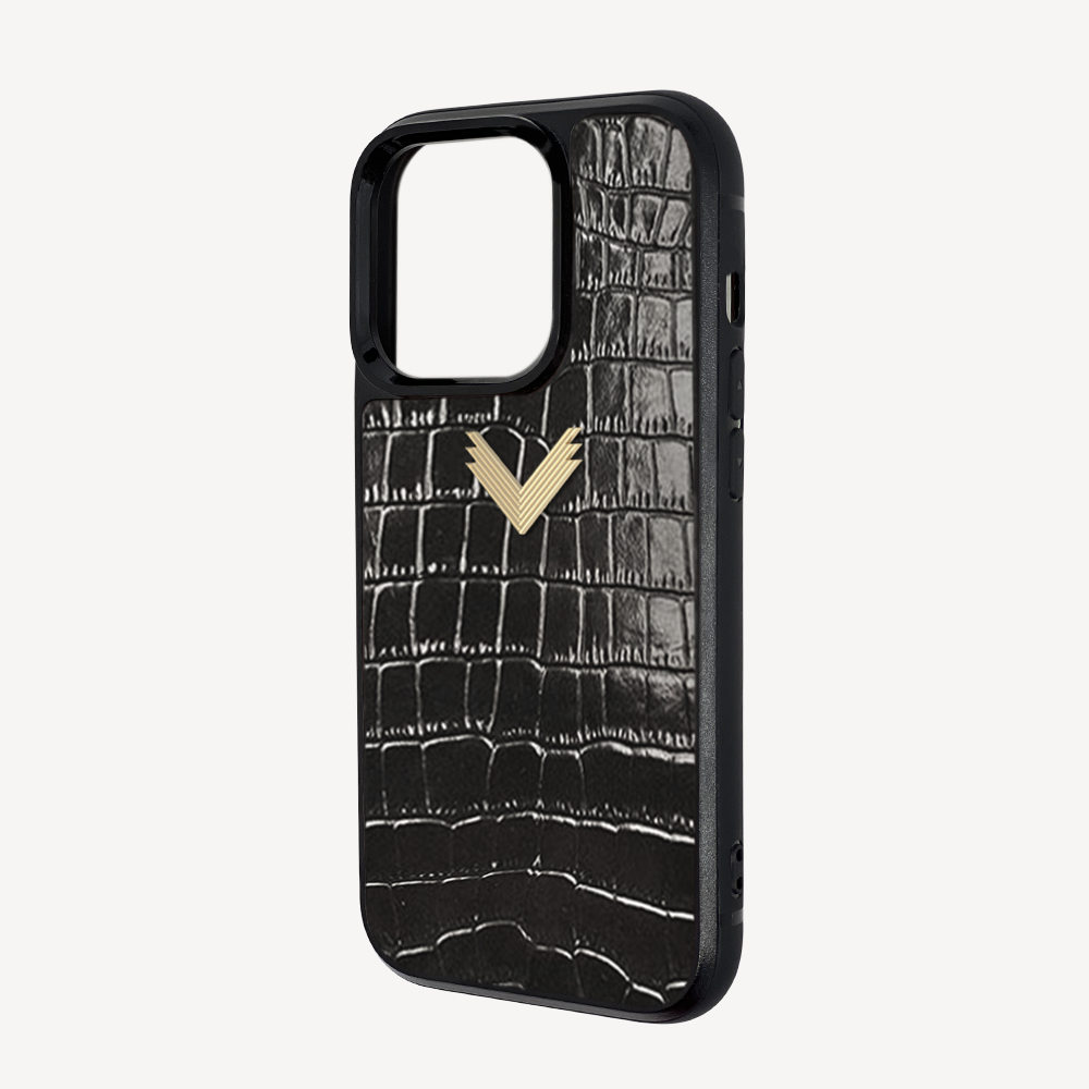 Husa Telefon iPhone 14 Pro Max, Piele Vitel, Textura Crocodil