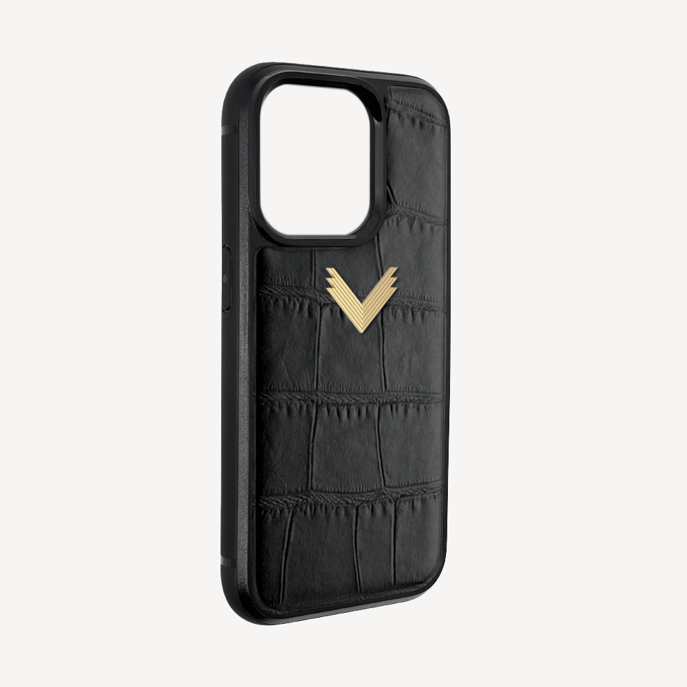 Husa Telefon iPhone 14 Pro Max, Piele Vitel, Textura Crocodil