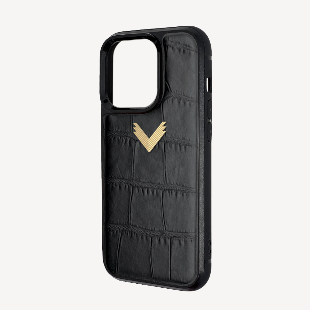 Husa Telefon iPhone 14 Pro Max, Piele Vitel, Textura Crocodil