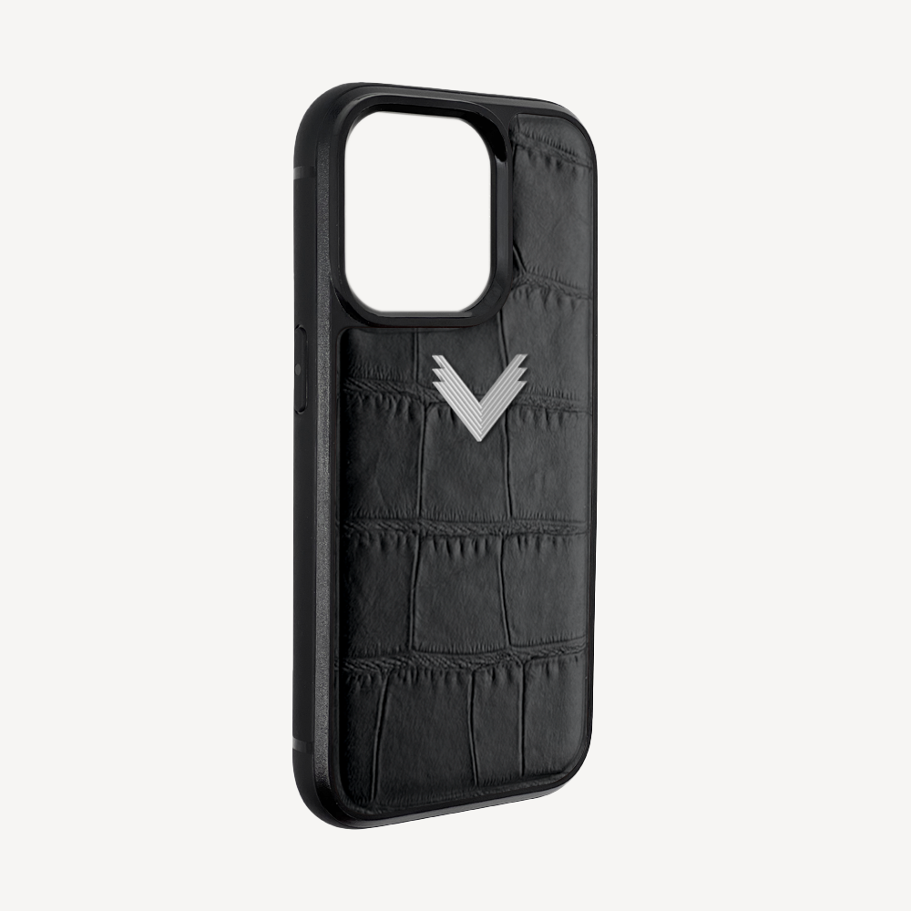 Husa Telefon iPhone 14 Pro Max, Piele Vitel, Textura Crocodil