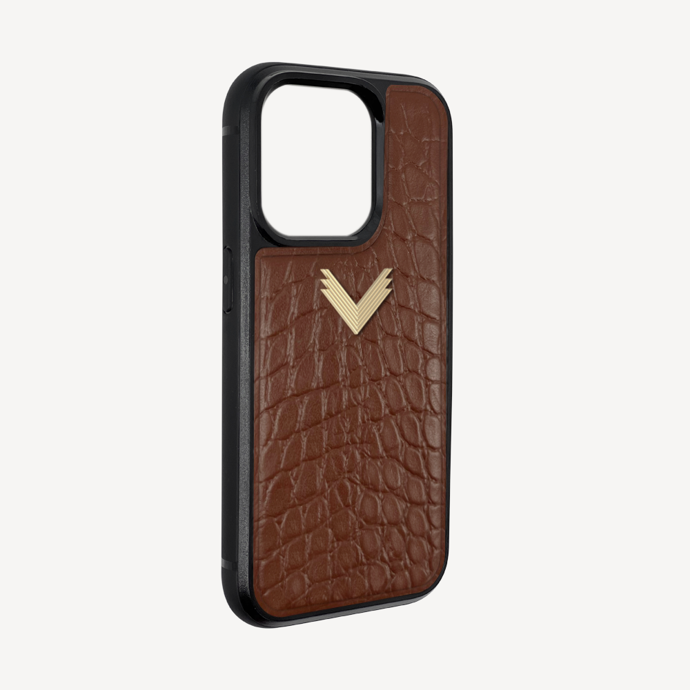 Husa Telefon iPhone 14 Pro Max, Piele Vitel, Textura Crocodil